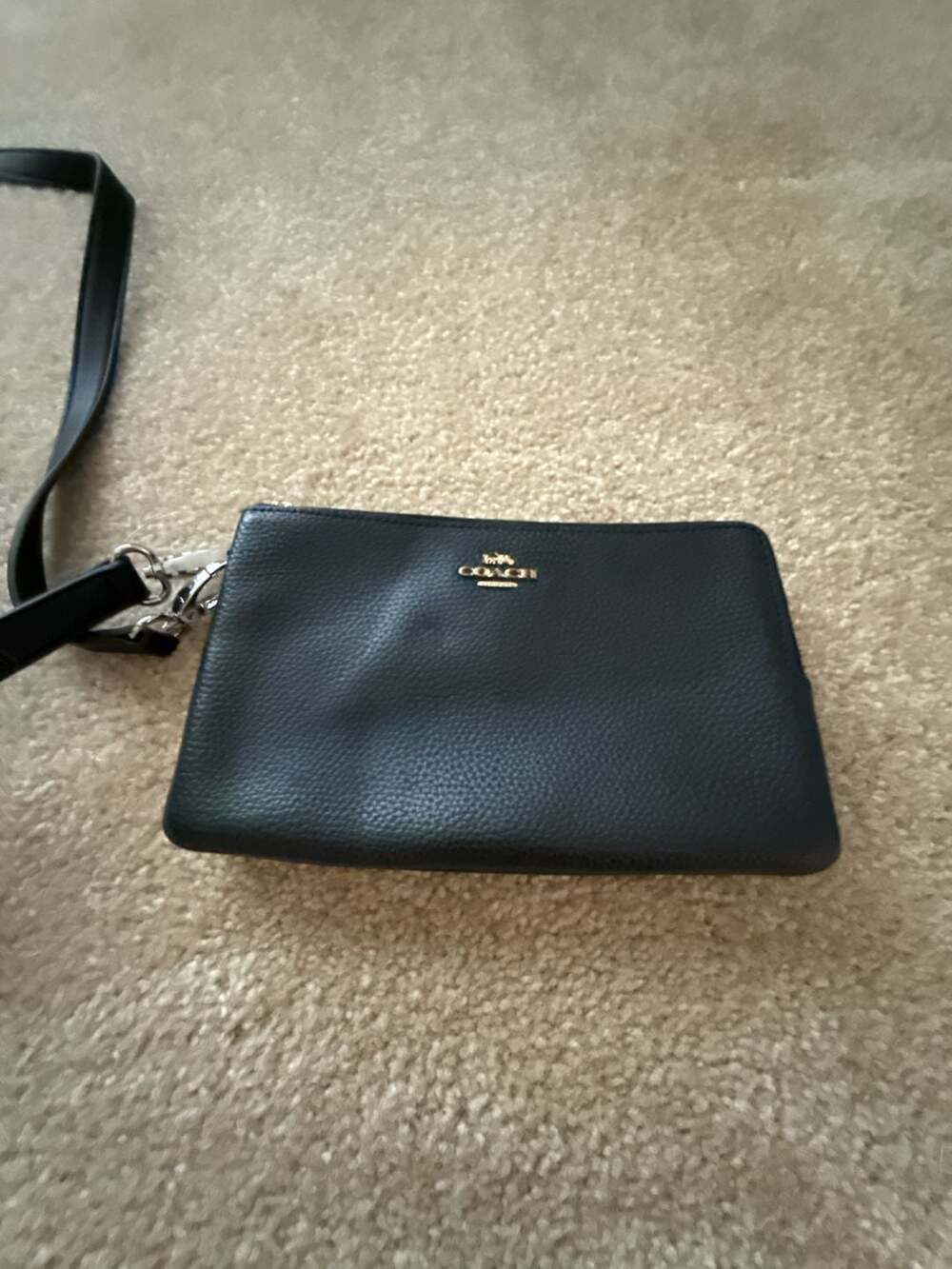 Coach Double Zip Crossbody Bag Black Leather